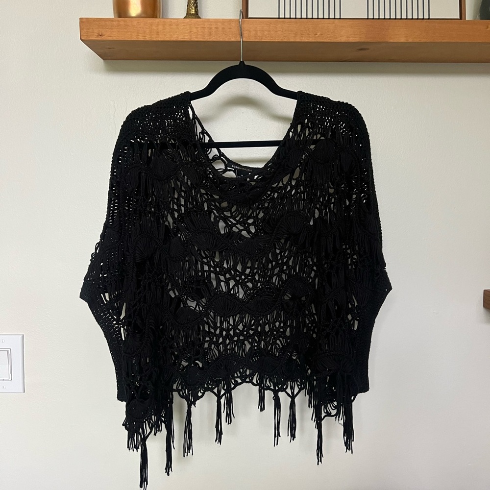 BCBG Black Crochet Coverup M